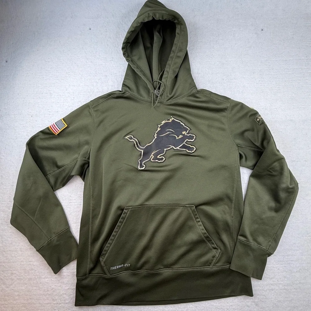 Nike NFL Detroit Lions Salute to Service limited RARE Hoodie‎ Green Men's large